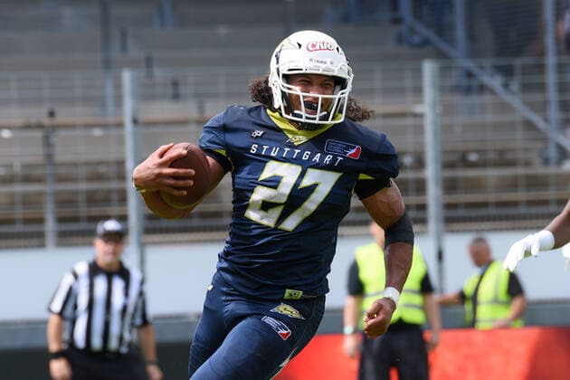 Samuel Shannon ( 27, Running back, Stuttgart Surge) American Football, ELF, European Leaguen of Football, Week 4, 11.07.2021 Foto:Eibner Tobias Baur Stuttgart Surge vs. Leipzig Kings European Leaguen of Football, Week 4 , 11.07.2021 Stuttgart *** Samuel Shannon 27, Running back, Stuttgart Surge American Football, ELF, European Leaguen of Football, Week 4, 11 07 2021 Foto Eibner Tobias Baur Stuttgart Surge vs Leipzig Kings European Leaguen of Football, Week 4 , 11 07 2021 Stuttgart Copyright: xEibner-Pressefotox EP_TBR