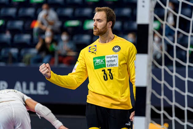 Nuremberg, Germany 11 July 2021 IHF Three Nations Tournament Germany vs Egypt Goalkeeper Andreas Wolff Germany Kielce Jubel Freude Emotion Nuremberg Arena Nürnberger Versicherung Bayern Germany