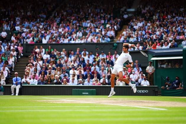 Mandatory Credit: Photo by Javier Garcia Shutterstock (12204578ec) Novak Djokovic during the Gentlemen s Singles final Wimbledon Tennis Championships, Day 13, The All England Lawn Tennis and Croquet Club, London, UK - 11 Jul 2021 Wimbledon Tennis Championships, Day 13, The All England Lawn Tennis and Croquet Club, London, UK - 11 Jul 2021  Copyright: xJavierxGarcia Shutterstockx 12204578ec