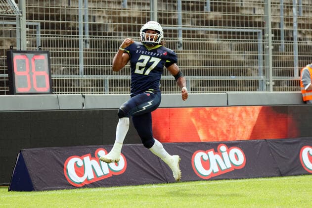 11.07.21 Stuttgart Surge - Leipzig Kings Deutschland, Stuttgart, 11.07.2021, American Football, EFL, Stuttgart Surge - Leipzig Kings: Samuel Shannon (Stuttgart Surge).