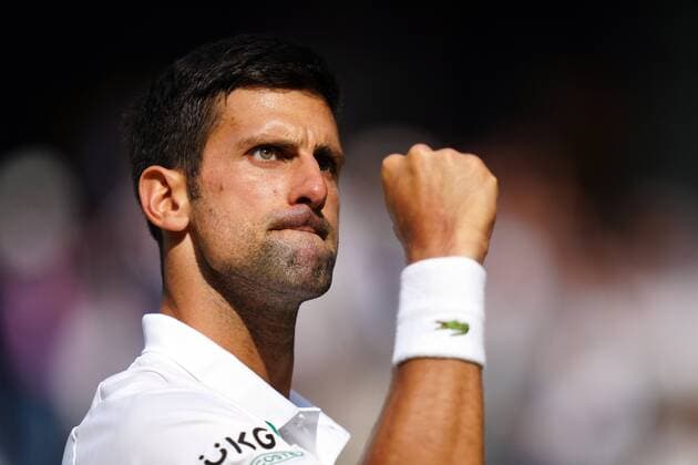 Sport Themen der Woche KW27 Mandatory Credit: Photo by Shutterstock (12204579de) Novak Djokovic celebrates winning the third set during the Gentlemen s Singles final Wimbledon Tennis Championships, Day 13, The All England Lawn Tennis and Croquet Club, London, UK - 11 Jul 2021 Wimbledon Tennis Championships, Day 13, The All England Lawn Tennis and Croquet Club, London, UK - 11 Jul 2021  Copyright: xShutterstockx 12204579de