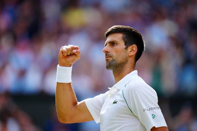 Mandatory Credit: Photo by Javier Garcia Shutterstock (12204578ew) Novak Djokovic celebrates winning the third set during the Gentlemen s Singles final Wimbledon Tennis Championships, Day 13, The All England Lawn Tennis and Croquet Club, London, UK - 11 Jul 2021 Wimbledon Tennis Championships, Day 13, The All England Lawn Tennis and Croquet Club, London, UK - 11 Jul 2021  Copyright: xJavierxGarcia Shutterstockx 12204578ew