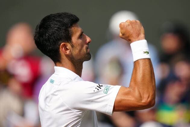 Mandatory Credit: Photo by Shutterstock (12204579df) Novak Djokovic celebrates winning the third set during the Gentlemen s Singles final Wimbledon Tennis Championships, Day 13, The All England Lawn Tennis and Croquet Club, London, UK - 11 Jul 2021 Wimbledon Tennis Championships, Day 13, The All England Lawn Tennis and Croquet Club, London, UK - 11 Jul 2021  Copyright: xShutterstockx 12204579df