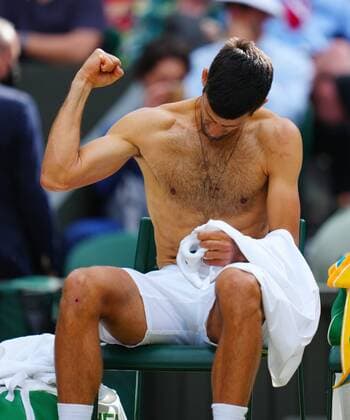 Mandatory Credit: Photo by Javier Garcia Shutterstock (12204578ev) Novak Djokovic celebrates winning the third set during the Gentlemen s Singles final Wimbledon Tennis Championships, Day 13, The All England Lawn Tennis and Croquet Club, London, UK - 11 Jul 2021 Wimbledon Tennis Championships, Day 13, The All England Lawn Tennis and Croquet Club, London, UK - 11 Jul 2021  Copyright: xJavierxGarcia Shutterstockx 12204578ev