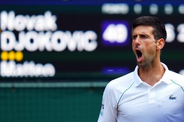 Mandatory Credit: Photo by Javier Garcia Shutterstock (12204578fd) Novak Djokovic celebrates during the Gentlemen s Singles final Wimbledon Tennis Championships, Day 13, The All England Lawn Tennis and Croquet Club, London, UK - 11 Jul 2021 Wimbledon Tennis Championships, Day 13, The All England Lawn Tennis and Croquet Club, London, UK - 11 Jul 2021  Copyright: xJavierxGarcia Shutterstockx 12204578fd