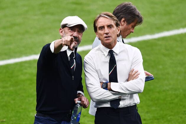 Mg Londra (Inghilterra) 11 07 2021 - Euro 2020 Italia-Inghilterra foto Matteo Gribaudi Image nella foto: Gianluca Vialli-Roberto Mancini 