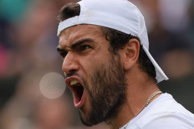 (210712) -- LONDON, July 12, 2021 -- Matteo Berrettini of Italy reacts during the men s final match between Novak Djokovic of Serbia and Matteo Berrettini of Italy at Wimbledon tennis Championship in London, Britain, on July 11, 2021. (Photo by Xinhua) (SP)BRITAIN-LONDON-TENNIS-WIMBLEDON-MEN S FINAL TimxIreland 