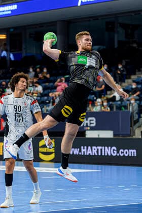 Nuremberg, Germany 11 July 2021 IHF Three Nations Tournament Germany vs Egypt Johannes Golla Germany SG Flensburg Nürnberg Arena Nürnberger Versicherung Bayern Germany