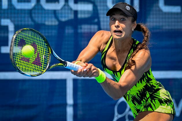 Vitalia Diatchenko (Russia) in action against Nina Stojanovic (Serbia) during the Livesport Prague Open WTA, Tennis Damen women s tennis tournament, on July 12, 2021, in Prague, Czech Republic. (CTKxPhoto VitxSimanek) CTKPhotoP2021071205968  VIS 006