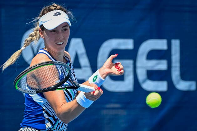 Nina Stojanovic (Serbia) in action against Vitalia Diatchenko (Russia) during the Livesport Prague Open WTA, Tennis Damen women s tennis tournament, on July 12, 2021, in Prague, Czech Republic. (CTKxPhoto VitxSimanek) CTKPhotoP2021071205969  VIS 007
