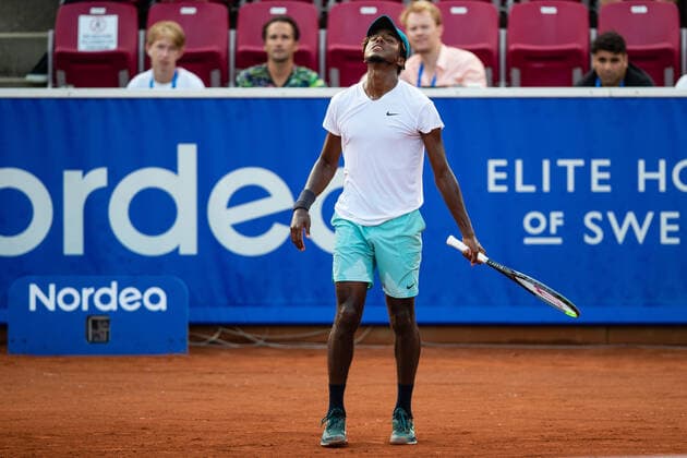 210712 Elias Ymer, Sweden, depresses during day 8 of the Nordea Open on 12 July 2021 in Bastad,  Copyright: MATHILDAxAHLBERG BB210712BB388
