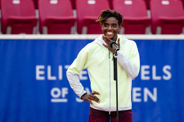 210712 Elias Ymer, Sweden, interviewed after the competition during day 8 of the Nordea Open on 12 July 2021 in Bastad,  Copyright: MATHILDAxAHLBERG BB210712BB401