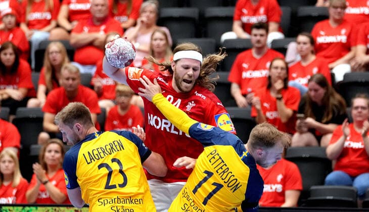 Mikkel Hansen during the Danish mens national team in handballs test match against Sweden in the Royal Stage in Hilleroed on Monday 12 July 2021, Hilleroed Denmark  Copyright: KeldxNavntoft KeldxNavntoftx spdk20210712-223449-L