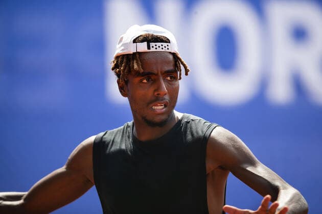210713 Elias Ymer, Sweden, during a training session on day 9 of the Nordea Open on 13 July 2021 in Bastad,  Copyright: MATHILDAxAHLBERG BB210713BB096