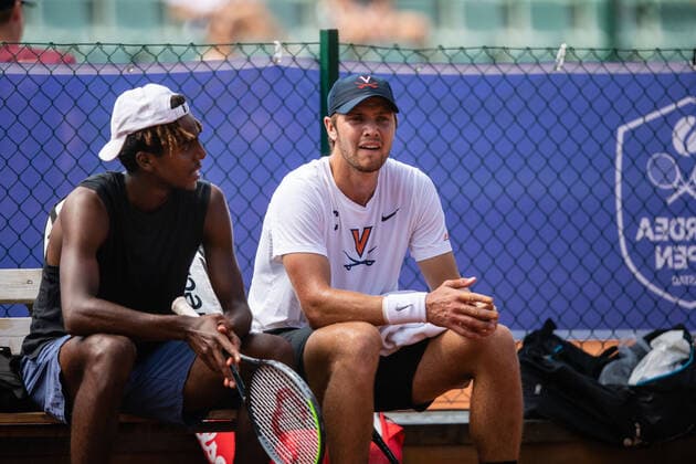 210713 Elias Ymer, Sweden, and Carl Söderlund, Sweden, at a training session on day 9 of the Nordea Open on 13 July 2021 in Bastad,  Copyright: MATHILDAxAHLBERG BB210713BB097