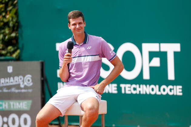 GDYNIA 13.07.2021 TENIS ZIEMNY TURNIEJ BNP PARIBAS POLAND OPEN CHARYTATYWNY POKAZOWY MECZ OTWARCIA --- TENNIS BNP PARIBAS POLAND OPEN CHARITY MATCH --- NZ HUBERT HURKACZ , FOT. GRZEGORZ RADTKE 058sport.pl NEWSPIX.PL --- Newspix.pl  20210713_005_GRZ2160_RAD