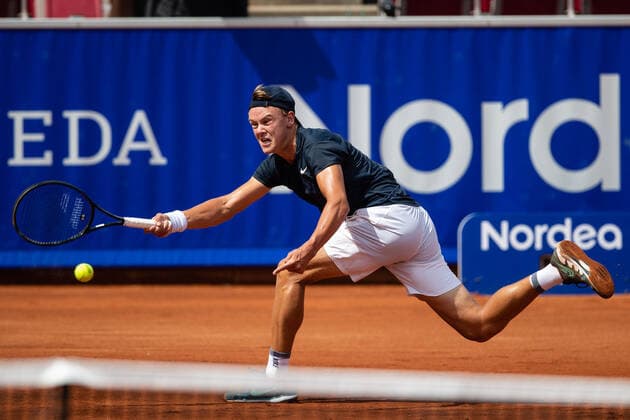210713 Holger Rune, Denmark, in singles during day 9 of the Nordea Open on 13 July 2021 in Bastad,  Copyright: MATHILDAxAHLBERG BB210713BB168