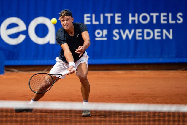 210713 Holger Rune, Denmark, in singles during day 9 of the Nordea Open on 13 July 2021 in Bastad,  Copyright: MATHILDAxAHLBERG BB210713BB170