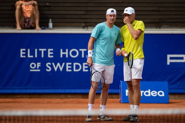 210713 Markus Eriksson, Sweden, and Filip Bergevi, Sweden, in doubles during day 9 of the Nordea Open on 13 July 2021 in Bastad,  Copyright: MATHILDAxAHLBERG BB210713BB173