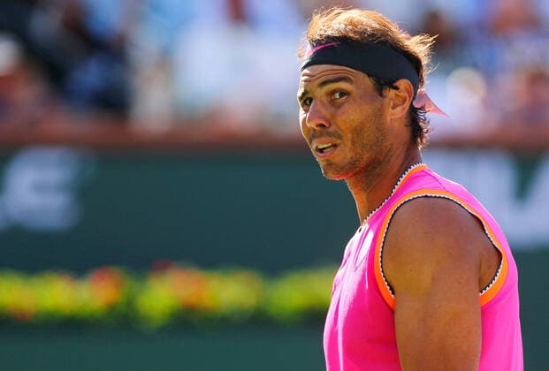 Mandatory Credit: Photo by Ella Ling BPI Shutterstock (10157324ax) Rafael Nadal of Spain reacts in frustration BNP Paribas Open, Tennis, Day 10, Indian Wells Tennis Garden, California, USA - 15 Mar 2019 BNP Paribas Open, Tennis, Day 10, Indian Wells Tennis Garden, California, USA - 15 Mar 2019 Copyright: xEllaxLing BPI Shutterstockx 10157324ax