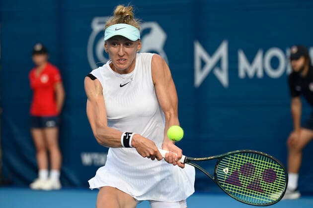 Tereza Smitkova in action in match vs Katerina Siniakova (both Czech) within the Livesport Prague Open WTA, Tennis Damen women’s tennis tournament in Prague, Czech Republic, on Wednesday, July 14, 2021. (CTKxPhoto OndrejxDeml) CTKPhotoP2021071408323  dml_007K