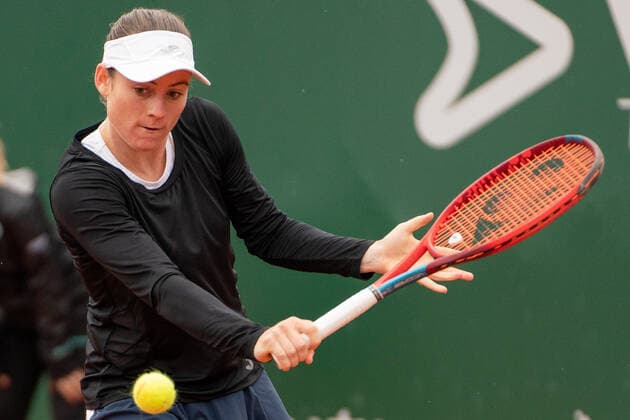 July 15, 2021, Lausanne, Vaud, Switzerland: Lausanne, VD, Switzerland: TAMARA ZIDANSEK plays a backhand return during her women s singles match against Mandy Minella during the Ladies Open Lausanne. Lausanne Switzerland - ZUMAs230 20210715_znp_s230_002 Copyright: xCorinexScibozx