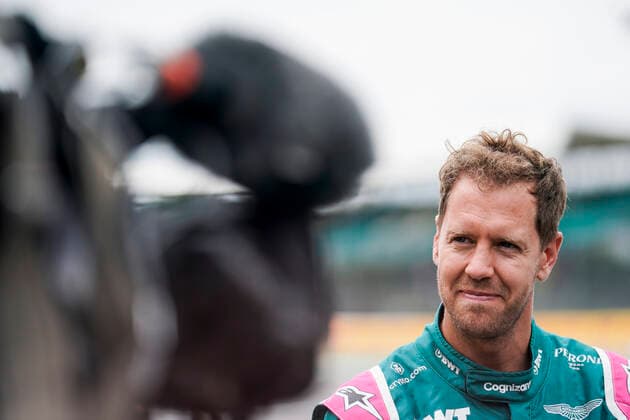 July 15, 2021, Towcester, Great Britain: SEBASTIAN VETTEL of Germany and Aston Martin F1 Team is seen during the presentation of the 2022 Formula 1 car at Silverstone Circuit in Towcester, Great Britain. Towcester Great Britain - ZUMAg147 20210715_zap_g147_037 Copyright: xJamesxGasperottix