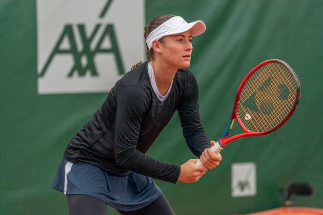 Switzerland: 8th final Lausanne 2021 WTA, Tennis Damen 250 tennis tournament and the disturbance of the rain Lausanne Switzerland, 07 15 2021: Tamara Zidanöek of Slovenia is in action during the 8th final, Lausanne 2021 tennis tournament WTA 250 Lausanne Switzerland Copyright: EricxDubost