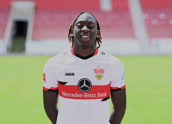 FOOTBALL 1 BUNDESLIGA SEASON 2021 2022 12 07 2021 Photo session with VfB Stuttgart at the Mercedes Benz Arena Tanguy Coulibaly