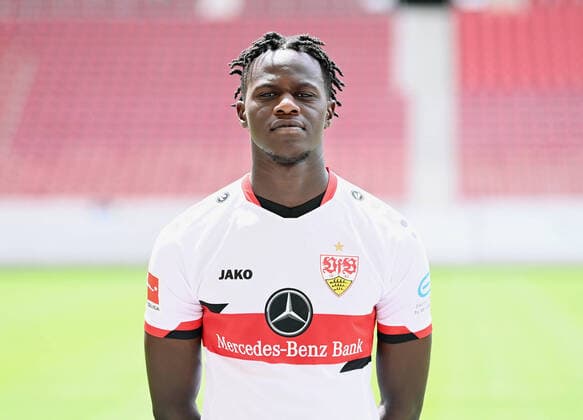 FOOTBALL 1 BUNDESLIGA SEASON 2021 2022 12 07 2021 Photo session with VfB Stuttgart at the Mercedes Benz Arena Naouirou Ahamada