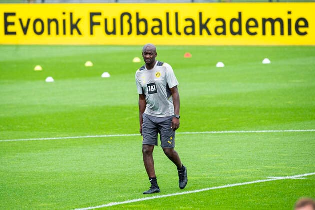 Football 1 Bundesliga, season 2021 2022, training of Borussia Dortmund on 15 07 2021 in Dortmund Brackel North Rhine Westphalia Otto Addo Dortmund in front of the gang Evonik football academy Copyright: xGuidoxKirchnerx