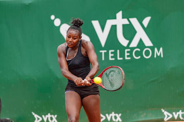 Switzerland: Late match, Lausanne 2021 WTA, Tennis Damen 250 tennis tournament Lausanne Switzerland, 07 16 2021: Alycia Parks of United States is in action during the 8th final, Lausanne 2021 tennis tournament WTA 250 Lausanne Switzerland Copyright: EricxDubost