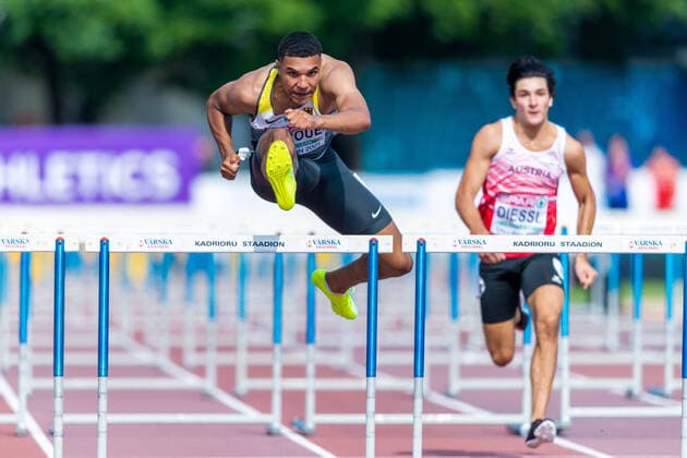 Bilder des Jahres 2021, Sport 07. Juli Sport Themen der Woche KW28 U20-Europameisterschaften 16.07.2021 Gregory Minoue (GER) im 110 m Huerden Vorlauf bei den U20-Europameisterschaften 16.07.2021 in Tallinn, EST *** U20 European Championships 16 07 2021 Gregory Minoue GER in the 110 m hurdles preliminary heat at the U20 European Championships 16 07 2021 in Tallinn, EST Copyright: xBEAUTIFULxSPORTS TobiasxLacknerx