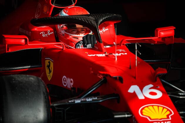 LECLERC Charles (mco), Scuderia Ferrari SF21, portrait during the Formula 1 Pirelli British Grand Prix 2021, 10th round of the 2021 FIA Formula One World Championship, WM, Weltmeisterschaft from July 16 to 18, 2021 on the Silverstone Circuit, in Silverstone, United Kingdom - FORMULE 1 : Grand prix de Grande Bretagne - Essais - Silverstone - 16 07 2021 DPPI Panoramic  00121020__V2_1404