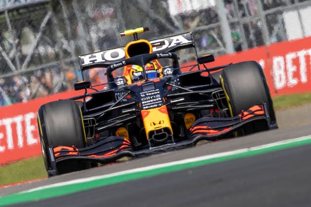 17th July 2021; Silverstone Circuit, Silverstone, Northamptonshire, England; Formula One British Grand Prix, Sprint Race; Red Bull Racing Honda driver Sergio Perez in his Red Bull Racing RB16B Honda RA621H during the P2 session  ActionPlus12306524 TimxWilliams