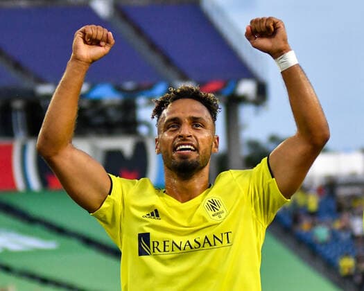 July 17, 2021: Nashville midfielder, Hany Mukhtar (10), celebrates after scoring during the MLS, Fussball Herren, USA match between the Chicago Fire and Nashville SC at Nissan Stadium in Nashville, TN. CSM Nashville USA - ZUMAc04_ 20210717_zaf_c04_079 Copyright: xKevinxLangleyx
