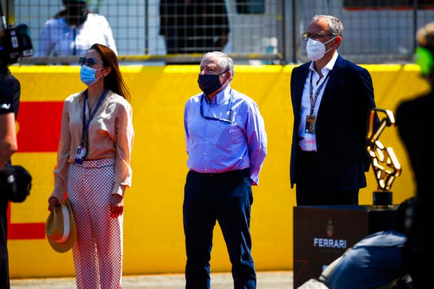 TODT Jean (fra), FIA President, Stefano Domenicali (ita) during the Formula 1 Pirelli British Grand Prix 2021, 10th round of the 2021 FIA Formula One World Championship, WM, Weltmeisterschaft from July 16 to 18, 2021 on the Silverstone Circuit, in Silverstone, United Kingdom - FORMULE 1 : Grand prix de Grande Bretagne - Course - Silverstone - 18 07 2021 DPPI PANORAMIC  _B2_9573