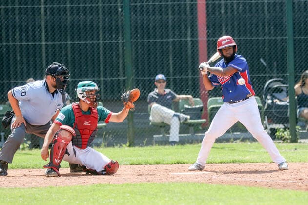 Baseballl I Men I Season 2020 2021 I 1 Bundesliga Nord I 11 12 Spieltag I Hamburg Stealers Dohren Wild Farmers I 18 07 2021 Reungelo Bechmount 4, Hamburg Stealers Hamburg Baseballanlage Langenhorst Hamburg Germany Copyright: xLobeca RalfxHomburgx