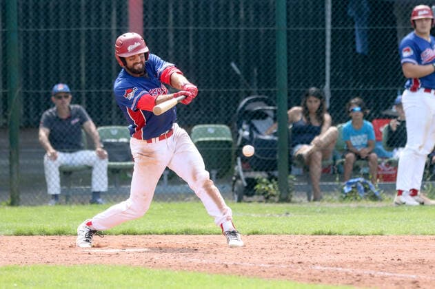 Baseballl I Men I Season 2020 2021 I 1 Bundesliga Nord I 11 12 Spieltag I Hamburg Stealers Dohren Wild Farmers I 18 07 2021 Tyler Villaroman 36, Hamburg Stealers Hamburg Baseballanlage Langenhorst Hamburg Germany Copyright: xLobeca RalfxHomburgx