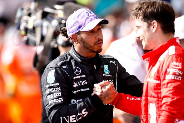 44 Lewis Hamilton GBR, Mercedes AMG Petronas F1 Team , 16 Charles Leclerc MON, Scuderia Ferrari Mission Winnow , F1 Grand Prix of Great Britain at Silverstone Circuit on July 18, 2021 in Silverstone, United Kingdom Photo by HOCH ZWEI Silverstone United Kingdom