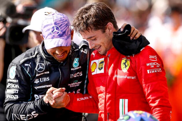44 Lewis Hamilton GBR, Mercedes AMG Petronas F1 Team , 16 Charles Leclerc MON, Scuderia Ferrari Mission Winnow , F1 Grand Prix of Great Britain at Silverstone Circuit on July 18, 2021 in Silverstone, United Kingdom Photo by HOCH ZWEI Silverstone United Kingdom