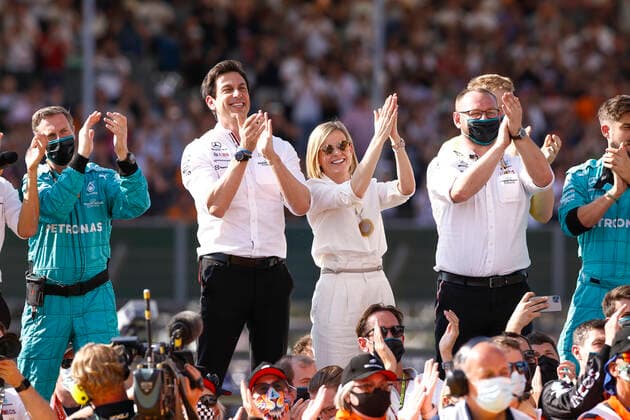Toto Wolff AUT, Mercedes AMG Petronas F1 Team and his wife Susie Wolff, F1 Grand Prix of Great Britain at Silverstone Circuit on July 18, 2021 in Silverstone, United Kingdom Photo by HOCH ZWEI Silverstone United Kingdom