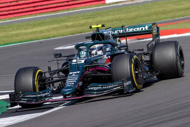 18th July 2021; Silverstone Circuit, Silverstone, Northamptonshire, England; Formula One British Grand Prix, Race Day; Aston Martin Cognizant F1 Team driver Sebastian Vettel in his Aston Martin AMR21 Mercedes-AMG F1 M12 struggled with pace  ActionPlus12307294 TimxWilliams