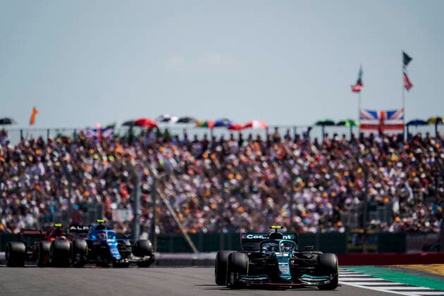 July 18, 2021, Towcester, Great Britain: SEBASTIAN VETTEL of Germany and Aston Martin F1 Team drives during the 2021 FIA Formula 1 British Grand Prix at Silverstone Circuit in Towcester, Great Britain. Towcester Great Britain - ZUMAg147 20210718_zap_g147_008 Copyright: xJamesxGasperottix