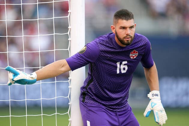 KANSAS CITY, KS - JULY 18: Canada goalkeeper Maxime Crepeau (16) looks on in action during the CONCACAF Gold Cup Group B match between the United States and Canada on July 18, 2021 at Children s Mercy Park in Kansas City, KS. (Photo by Robin Alam Icon Sportswire) SOCCER: JUL 18 Concacaf Gold Cup - USA v Canada Icon164210718017