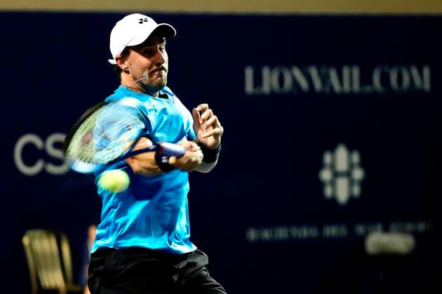 The American Johnson Steve in action against the Mexican Gerardo Lopez, today, during the first day of activities of the Los Cabos Tennis Open, in the state of Baja California Sur, Mexico, 19 July 2021. EFE Jorge Reyes Los Cabos Tennis Open !ACHTUNG: NUR REDAKTIONELLE NUTZUNG!  Copyright: xJorgexReyesx MEX7126 20210720-491d2063df0e44ad07da26ea2cf803bc9623b85c