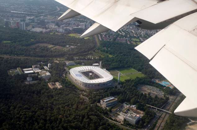 Flight over the Deutsche Bank Stadium, on 18 07 2021 in Frankfurt Germany Summer Olympic Games 2020, from 23 07 08 2021 in Tokyo Japan Â