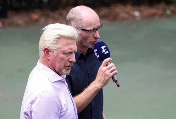 Mandatory Credit: Photo by Juergen Hasenkopf BPI Shutterstock (9843860w) Eurosport presenters Boris Becker and Matthias Stach US Open Tennis Championships, Day 7, USTA National Tennis Center, Flushing Meadows, New York, USA - 02 Sep 2018 US Open Tennis Championships, Day 7, USTA National Tennis Center, Flushing Meadows, New York, USA - 02 Sep 2018 Copyright: xJuergenxHasenkopf BPI Shutterstockx 9843860w