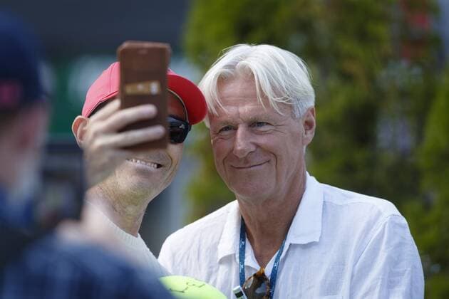 Sport Bilder des Tages Swedish tennis legend Björn Borg poses for a selfie of a man as he watches his son Leo Borg play at the Tampere Open tennis tournament in Tampere, Finland, on July 20, 2021. Tampere Finland LKFTVX20210720184858CCCH  Copyright: xKallexParkkinenx