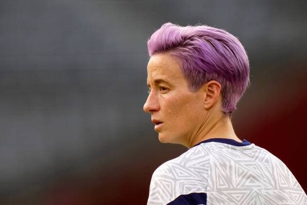 Mandatory Credit: Photo by Dave Shopland Shutterstock (12224267c) Megan Rapinoe during the warm-up USA v Sweden, international football, Group G, Tokyo Olympic Games, Olympische Spiele, Olympia, OS 2020, Tokyo Stadium, Japan - 21 Jul 2021 Editorial use only USA v Sweden, international football, Group G, Tokyo Olympic Games 2020, Tokyo Stadium, Japan - 21 Jul 2021 Editorial use only Copyright: xDavexShopland Shutterstockx 12224267c